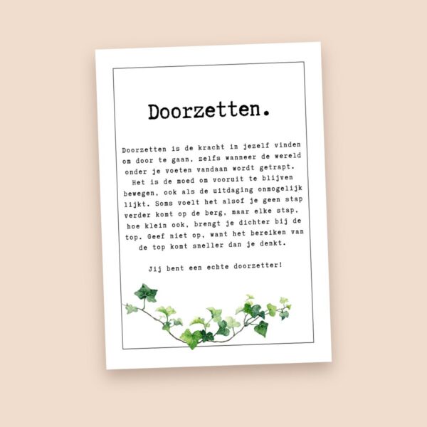 Groeikaart Doorzetten, voorkant