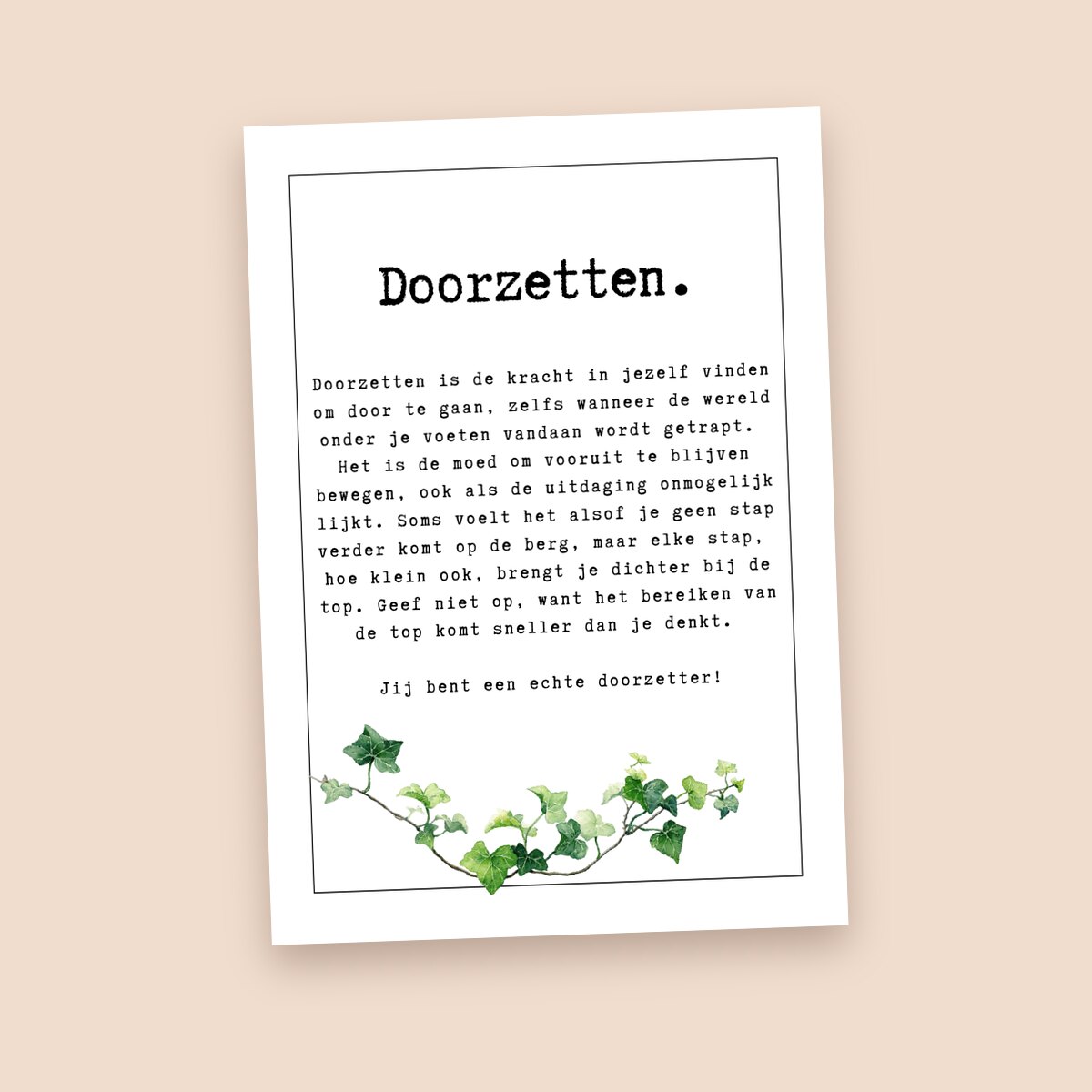 Groeikaart Doorzetten, voorkant