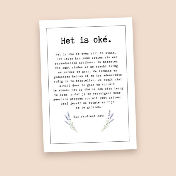 Groeikaart Het is oké, voorkant