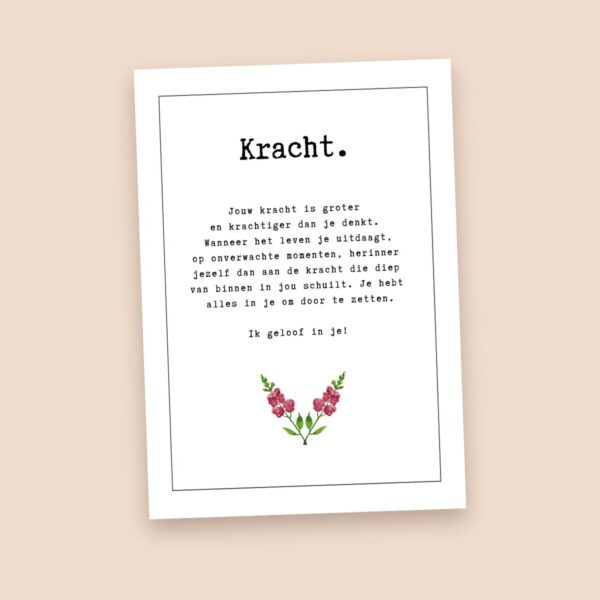 Groeikaart Kracht, voorkant