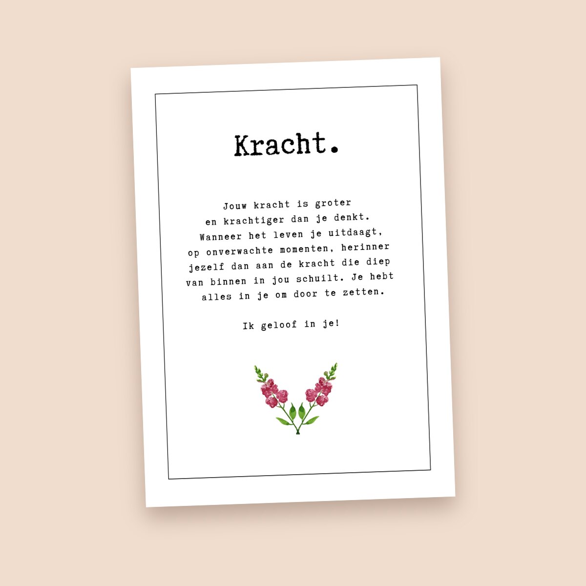 Groeikaart Kracht, voorkant