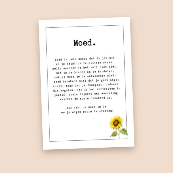 Groeikaart Moed, voorkant