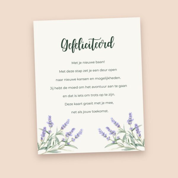 Groeikaart Gefeliciteerd met je nieuwe baan, voorkant