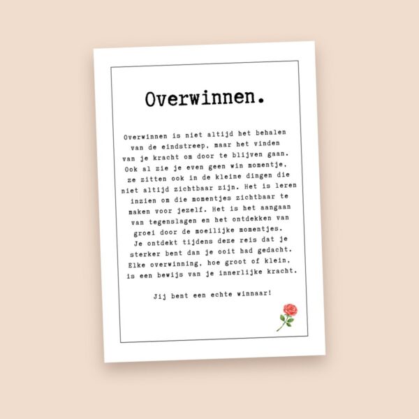 Groeikaart Overwinnen, voorkant