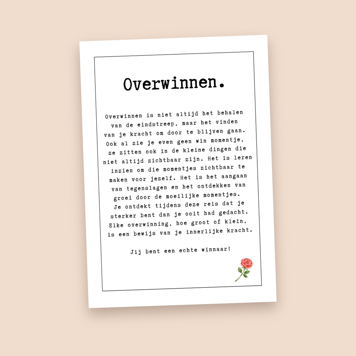 Groeikaart Overwinnen, voorkant